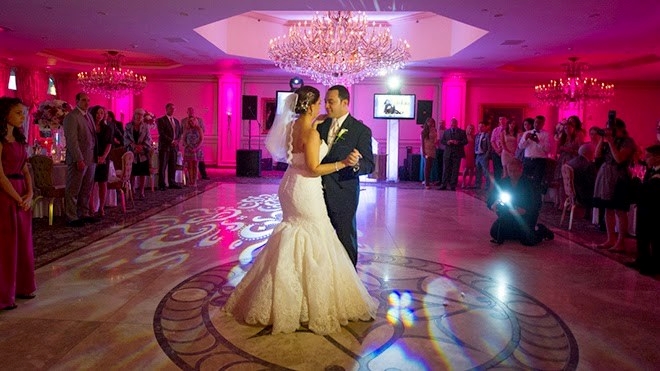 Bride &amp; Groom Dancing with Uplighting